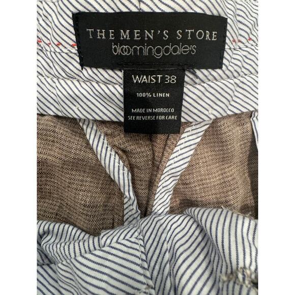 Bloomingdales the Men's Store Size 38 100% Linen Brown Slubbed Fabric Shorts - Picture 3 of 4